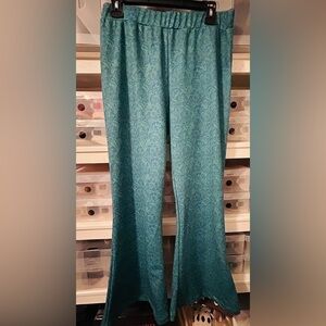 L&B Teal Paisley Flared Pants